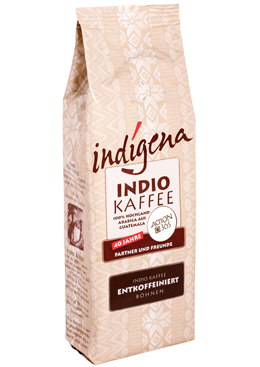 indígena INDIO Kaffee ENTKOFFEINIERT BOHNEN,  250 g